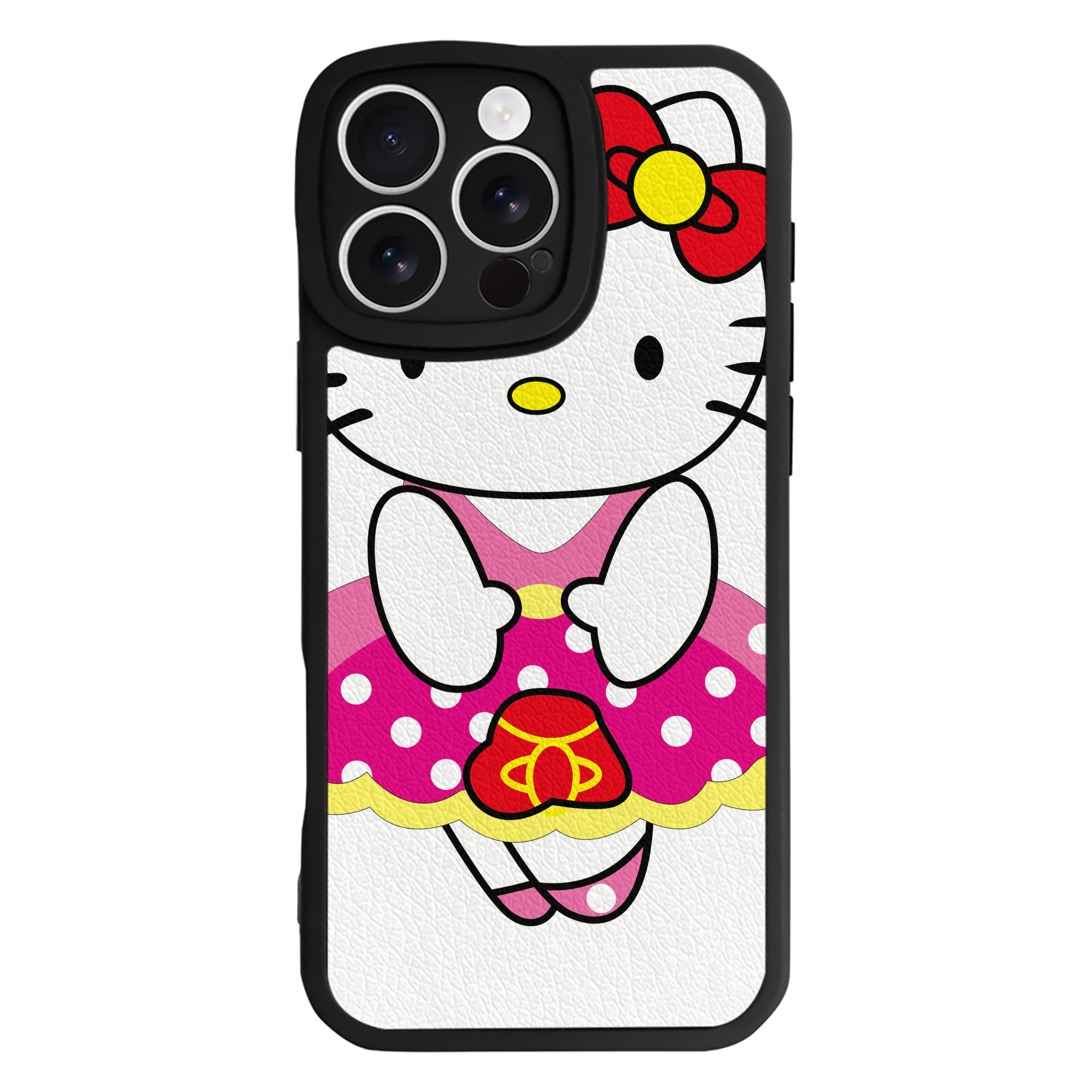 （画像用） Hello Kitty ハローキティ 【iPhone 16シリーズ対応】シリコンスマホケース（レザー調） 材質：シリコン